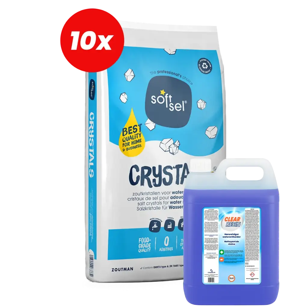 Combo 10× SOFT Sel Crystals 25 KG + 5 L Harsenreiniger – Complete Wateronthardingsset