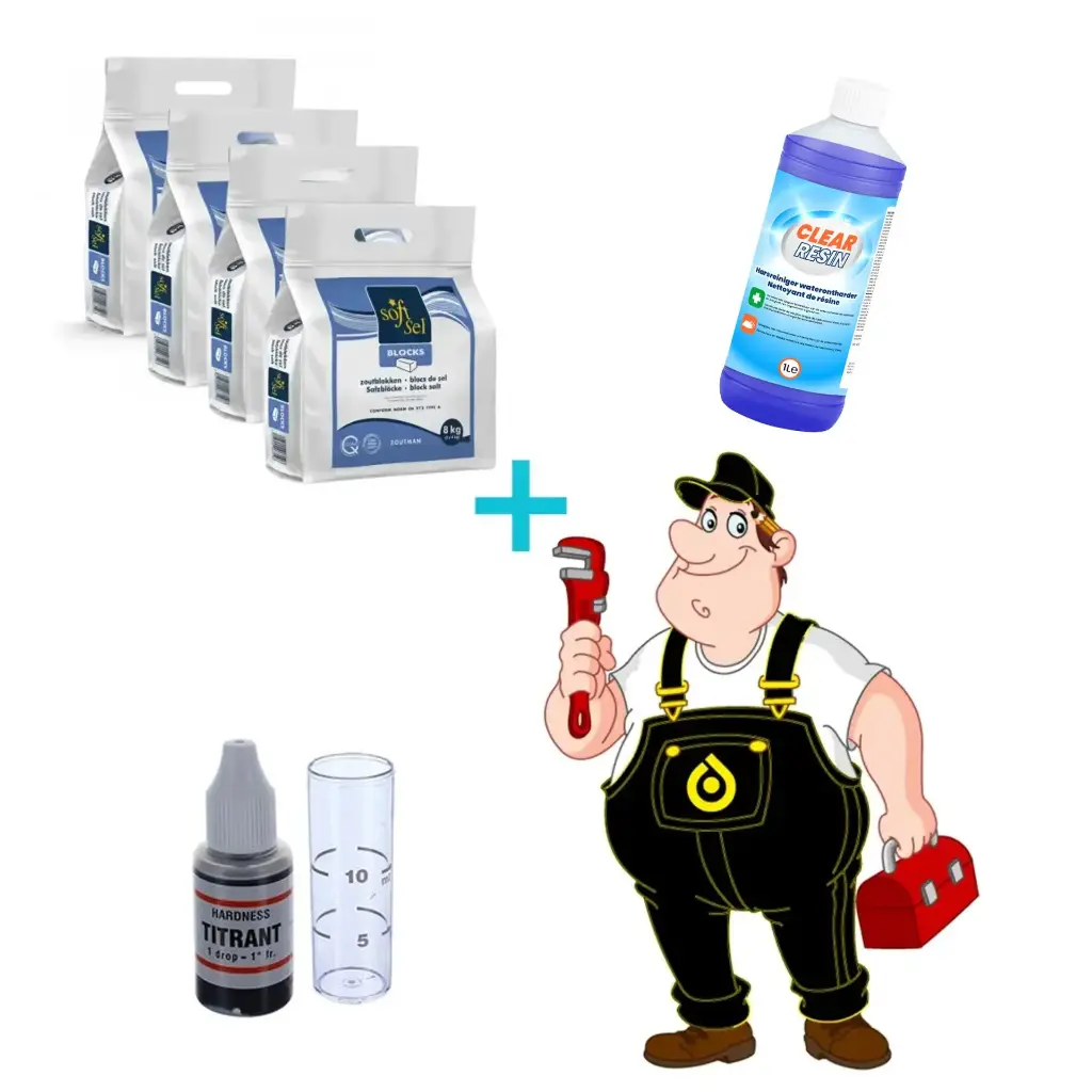 We Care Onderhoud - Nazicht Waterverzachter + 4 x 2 Zoutblokken Voor Waterverzachter