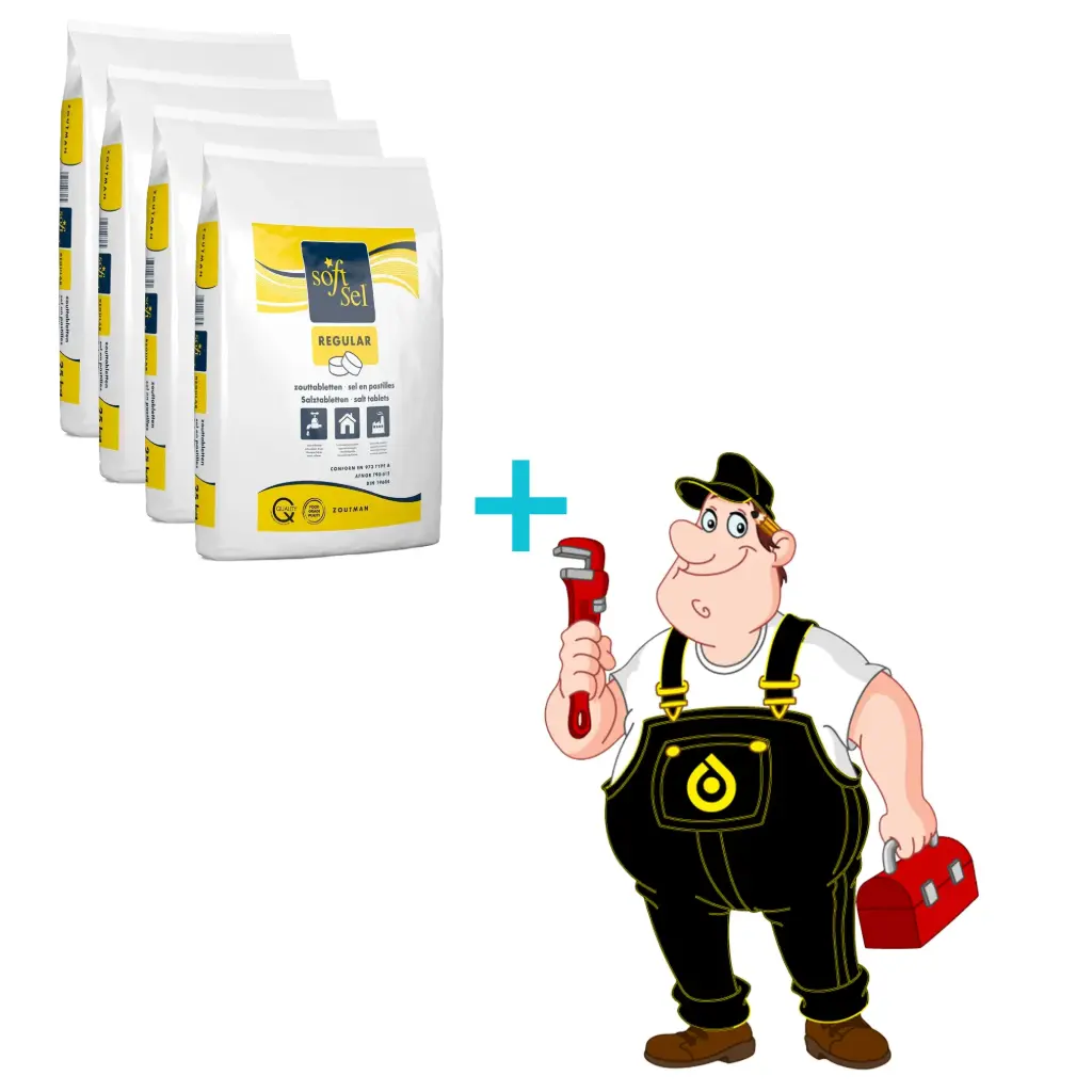 Contrôle de l'appareil + 4 x 25kg sel adoucisseur Tablettes